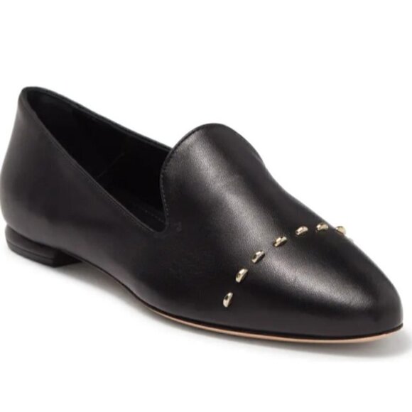 AGL Attilio Giusti Leombruni Black Leather Stud Venetian Loafers Size US 6 - Picture 1 of 10